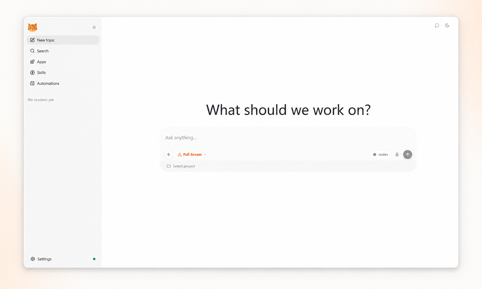 https://github.com/HKUDS/nanobot/blob/HEAD/nanobot WebUI preview with model, project, Apps, Skills, and Automations controls