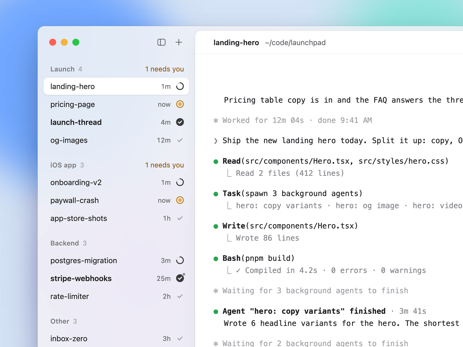 https://github.com/dominikmartn/harp/blob/HEAD/Sidebar rows showing needs you, background work, working, done and inactive
