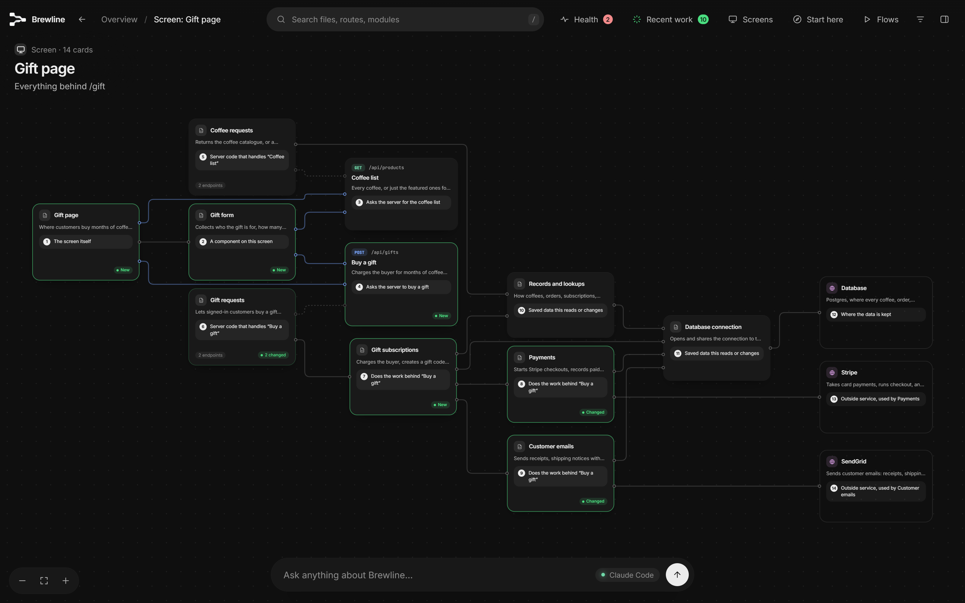 https://github.com/haydenschmitty/floorplan/blob/HEAD/Everything behind the Gift page: its form, the requests it makes, the server code, the database, Stripe and SendGrid