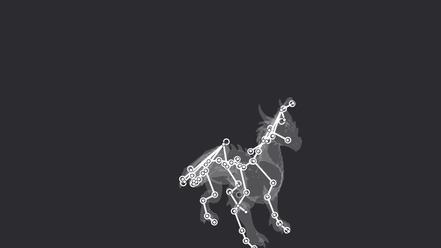 https://github.com/patch-gg/anymove/blob/HEAD/The rig as an x-ray, its bones landed on the 3D points, stray points in grey.