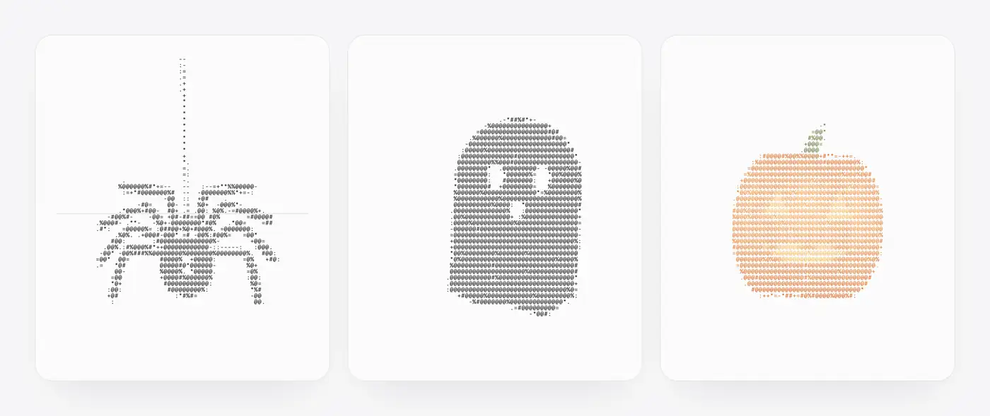 https://github.com/quanhoangindex/ascii-reveal/blob/HEAD/A spider, a ghost and a pumpkin drawn in ASCII play while three cards load, then dissolve as the content decodes in