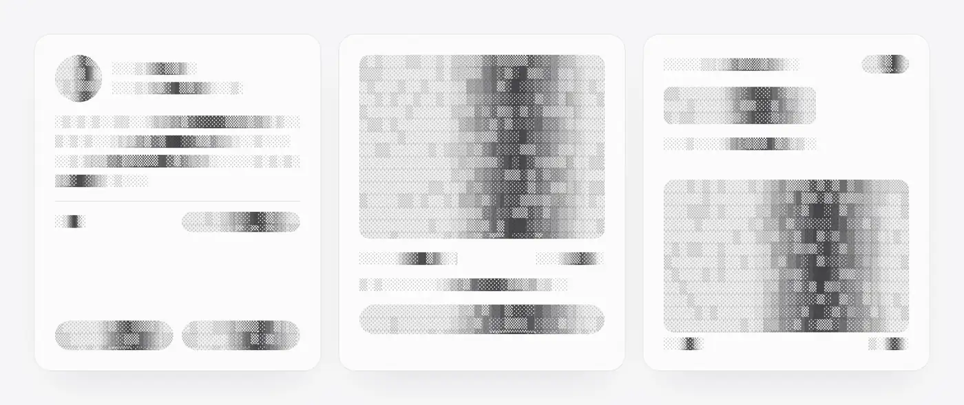 https://github.com/quanhoangindex/ascii-reveal/blob/HEAD/Three cards show ASCII dither skeletons, then the real content appears as each card's data arrives