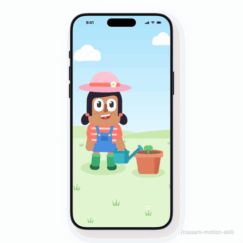 https://github.com/rossark0/rossark-motion-skill/blob/HEAD/A girl in a sun hat waters a sprout; it grows and blooms, a butterfly lands on the flower, she hops with joy, then the petals fall and the sprout returns