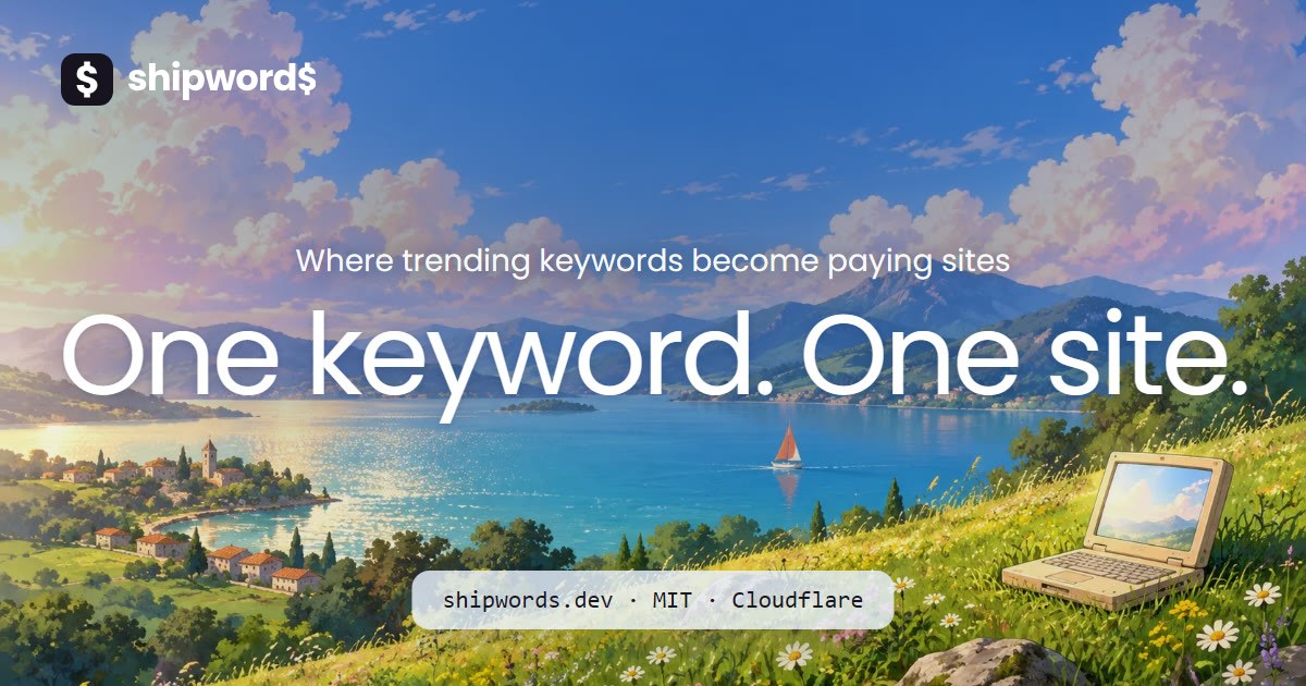 https://github.com/shipwords-dev/shipwords/blob/HEAD/shipwords: One keyword. One site.