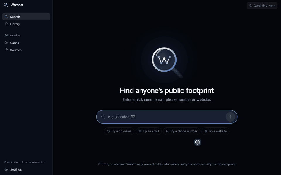https://github.com/vaishantsah/watson-AI-osint-all-in-one/blob/HEAD/Typing a nickname into Watson and getting results