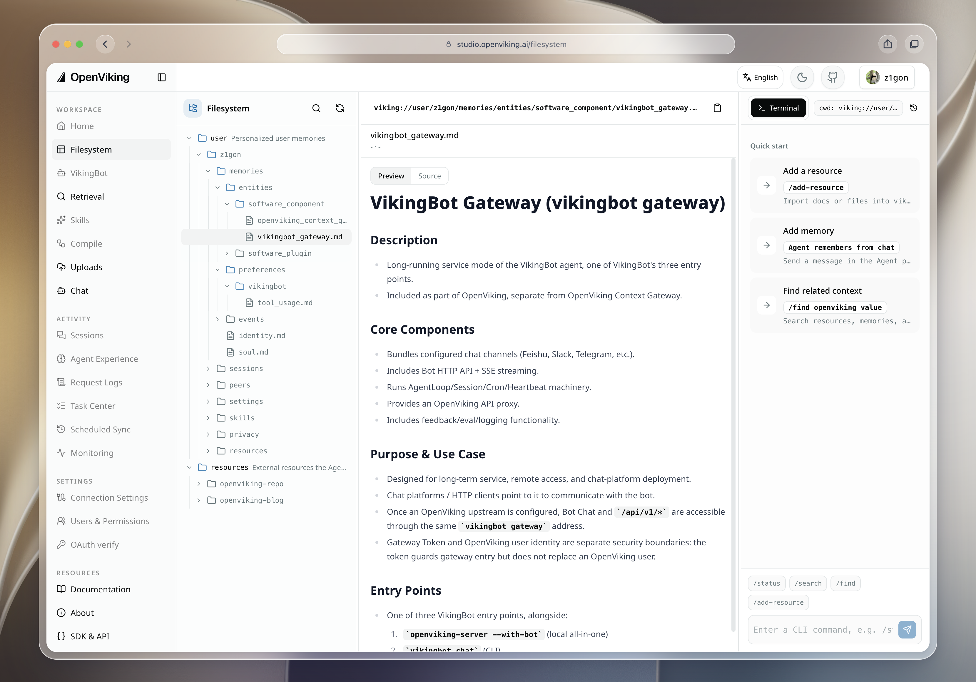https://github.com/volcengine/OpenViking/blob/HEAD/OpenViking Studio Filesystem: browse personal memories and resources
