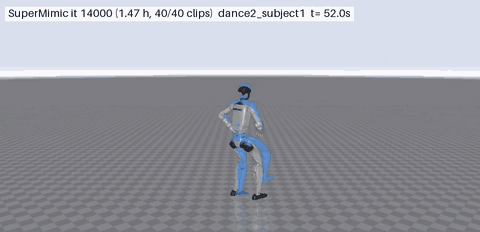 SuperMimic G1 tracking LAFAN1 motions
